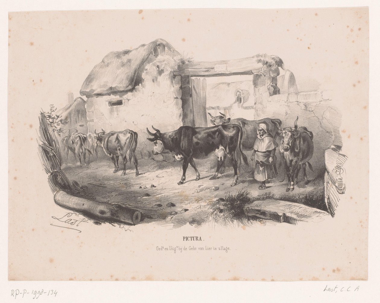 Troupeau de vaches avec une bergère - Carel Christiaan Antony Last