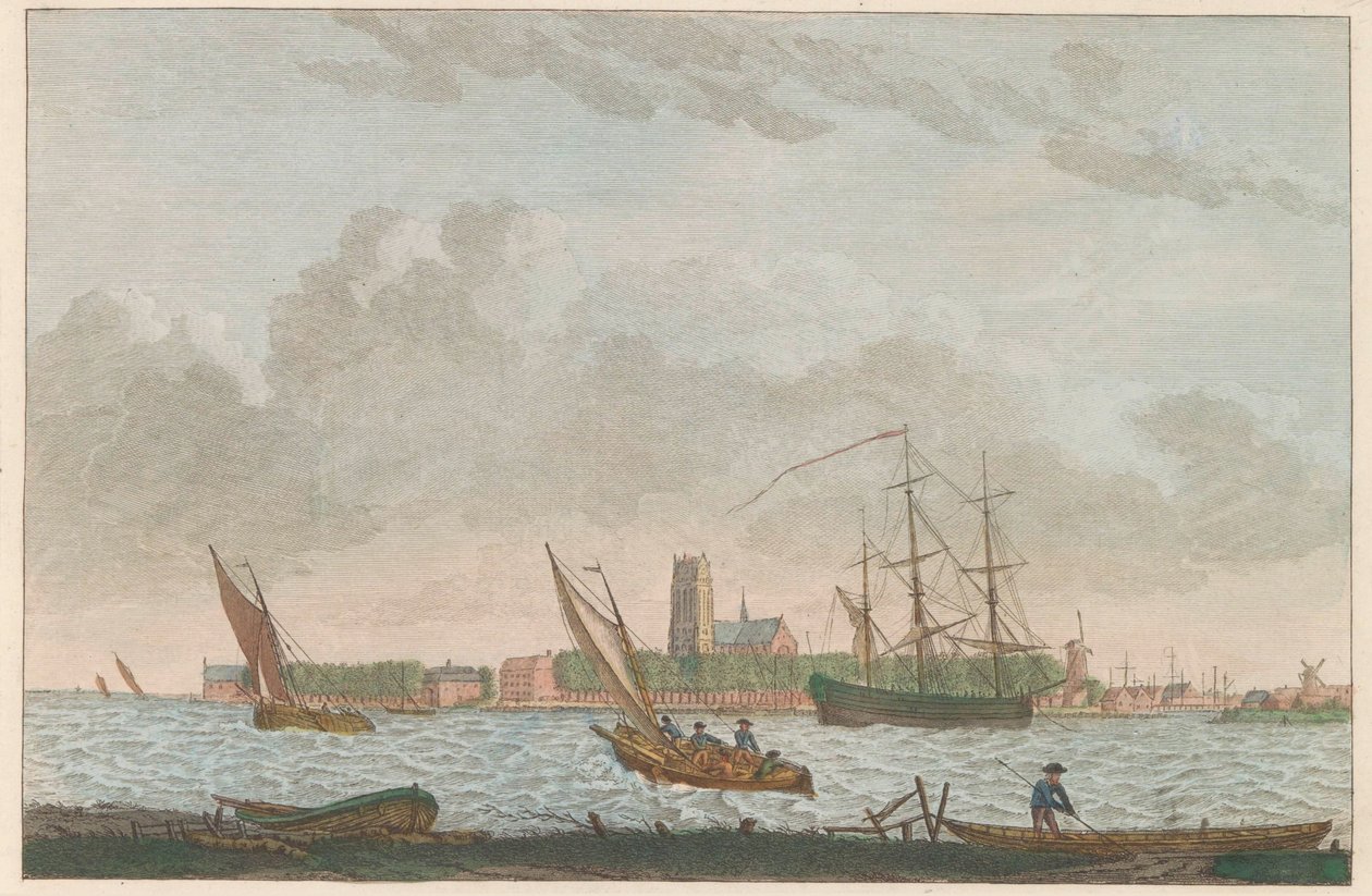 Dordrecht depuis la Merwede, ca. 1790 - Carel Frederik Bendorp (I)