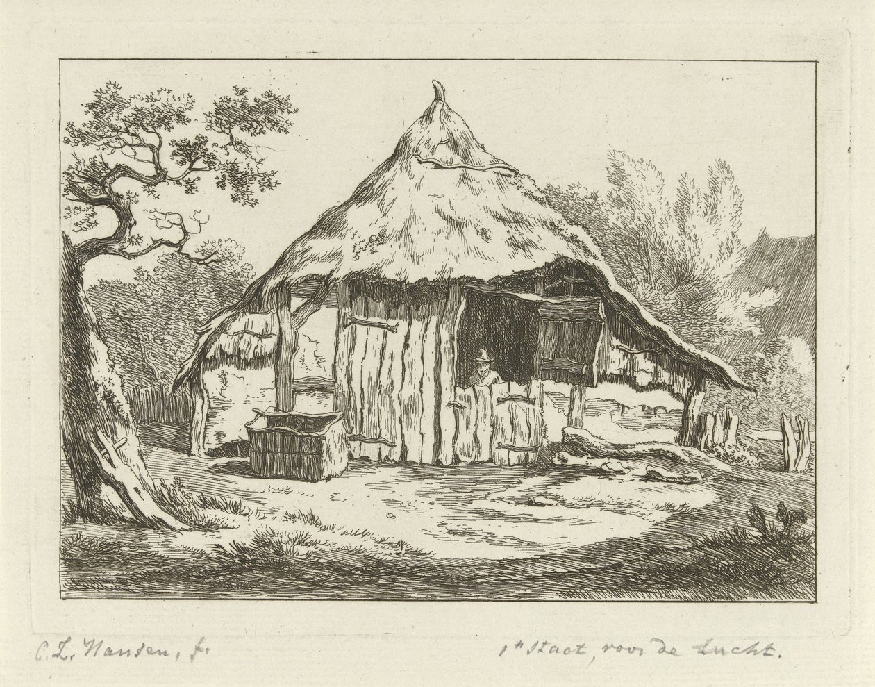 Grange avec porte supérieure ouverte - Carel Lodewijk Hansen