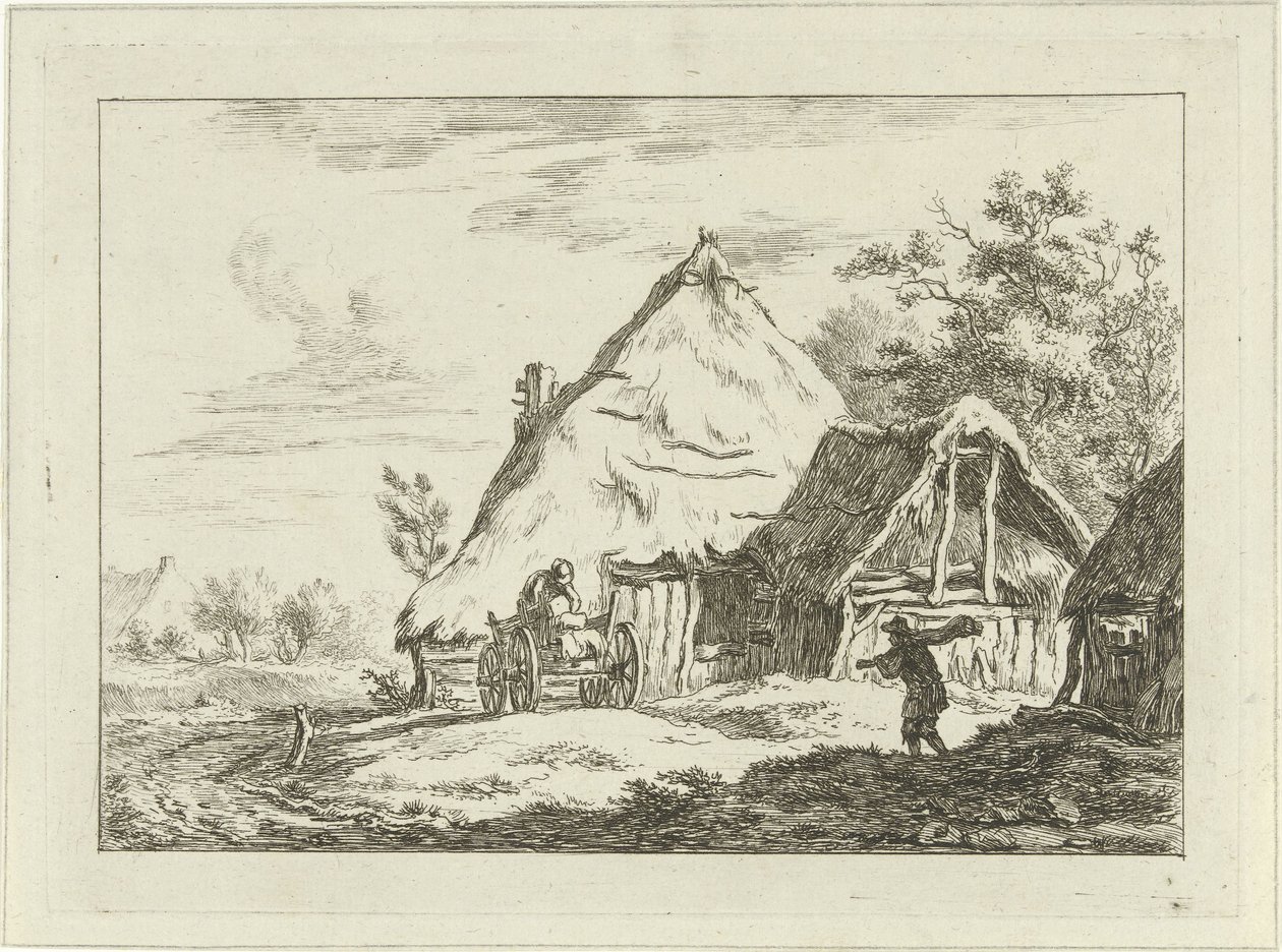 Chariot devant une ferme - Carel Lodewijk Hansen