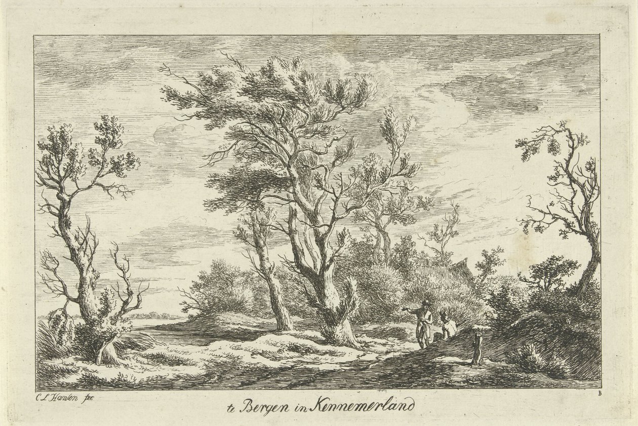 Voyageurs dans un paysage (Landschappen A-F) - Carel Lodewijk Hansen