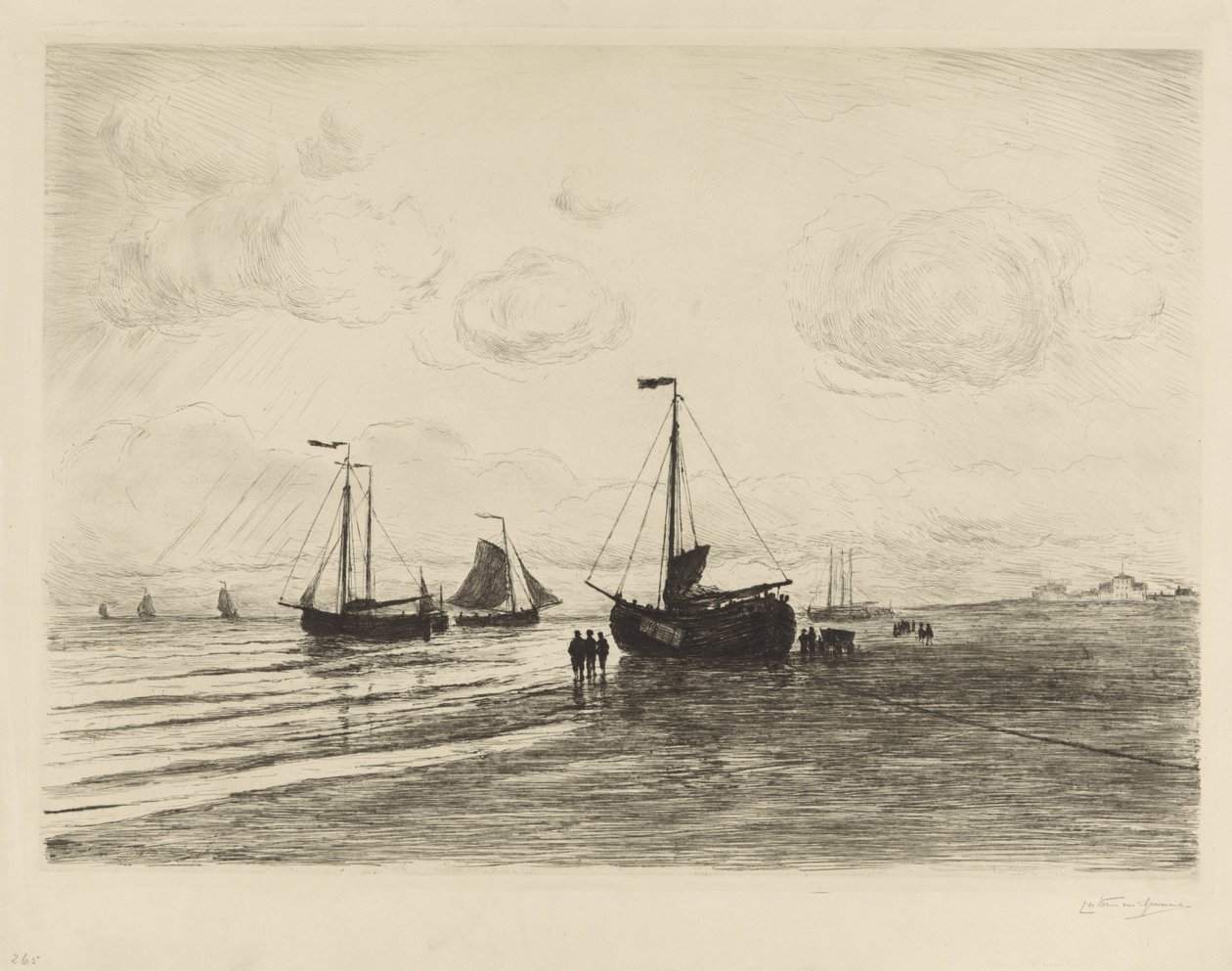 Sur la plage à Katwijk - Carel Nicolaas Storm van 