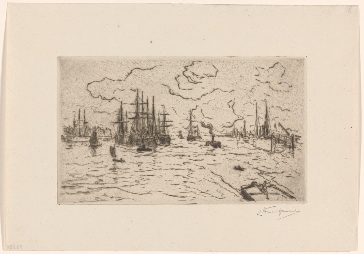 Navires sur la Meuse - Carel Nicolaas Storm van 
