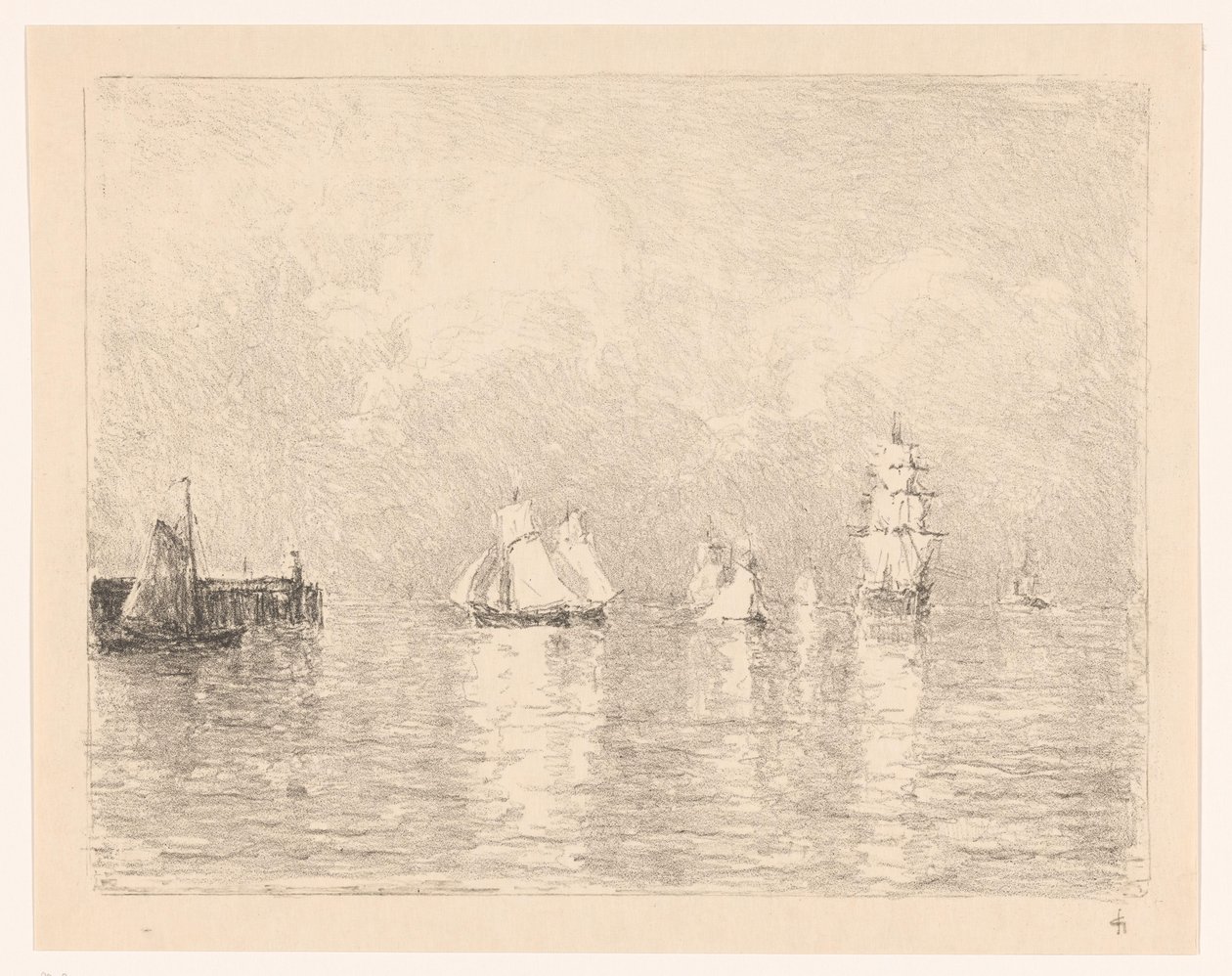 Voiliers au large de Cuxhaven - Carel Nicolaas Storm van 