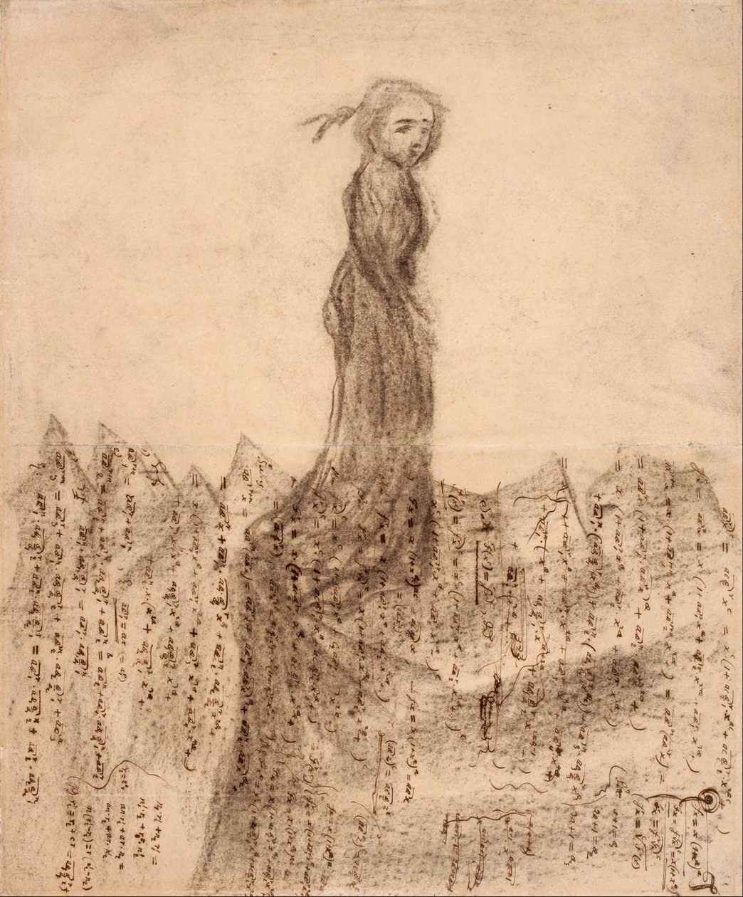Sans titre (femme dans les montagnes de manuscrits mathématiques) - Carl Fredrik Hill