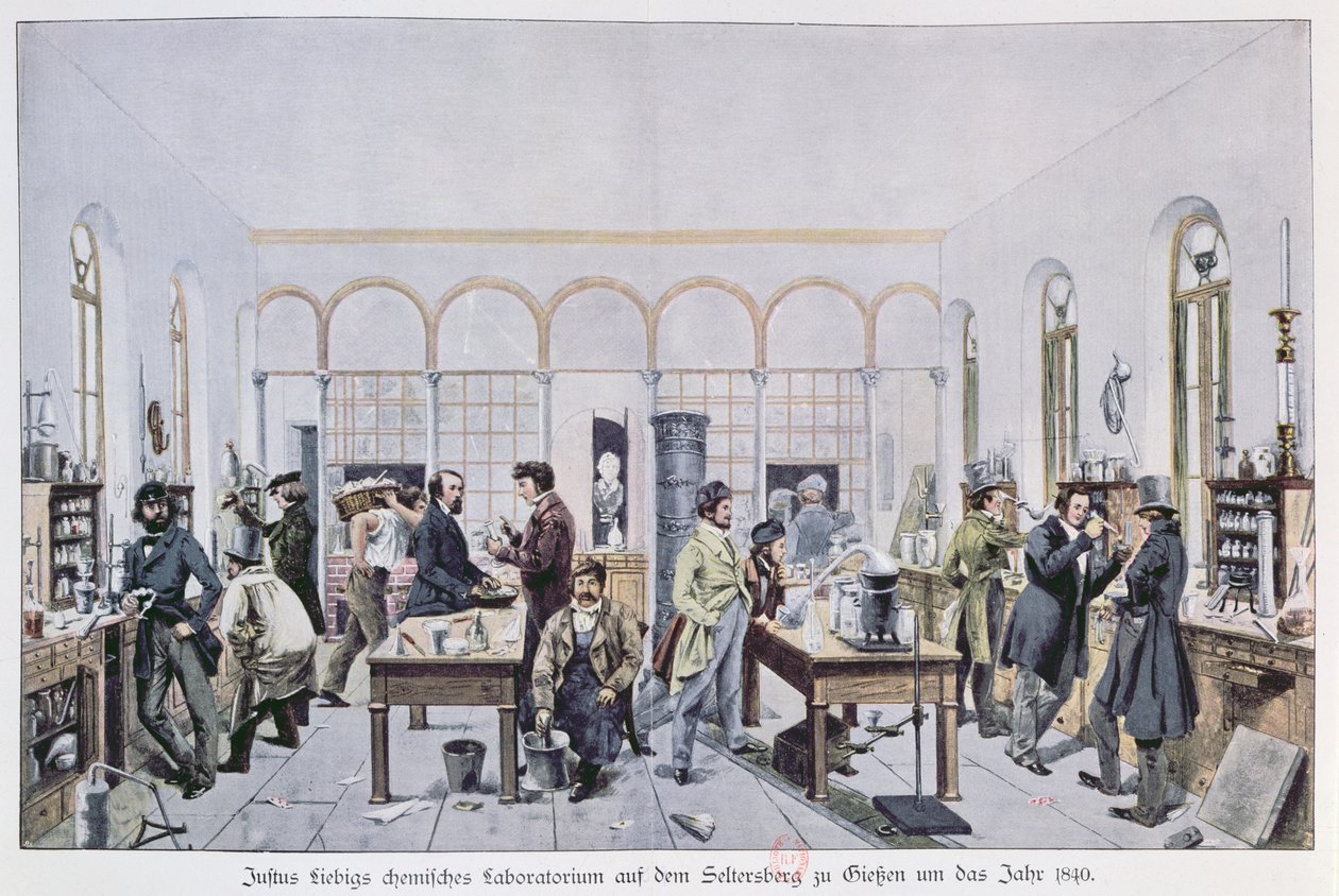 Vue du laboratoire de chimie du baron Justus von Liebig vers 1840 à Giessen - Carl Friedrich Wilhelm Trautschold