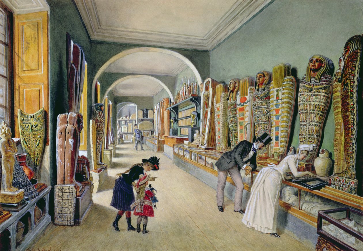 Le Couloir et le dernier Cabinet de la Collection Égyptienne dans la Collection Ambraser du Belvédère Inférieur, 1875 - Carl Goebel