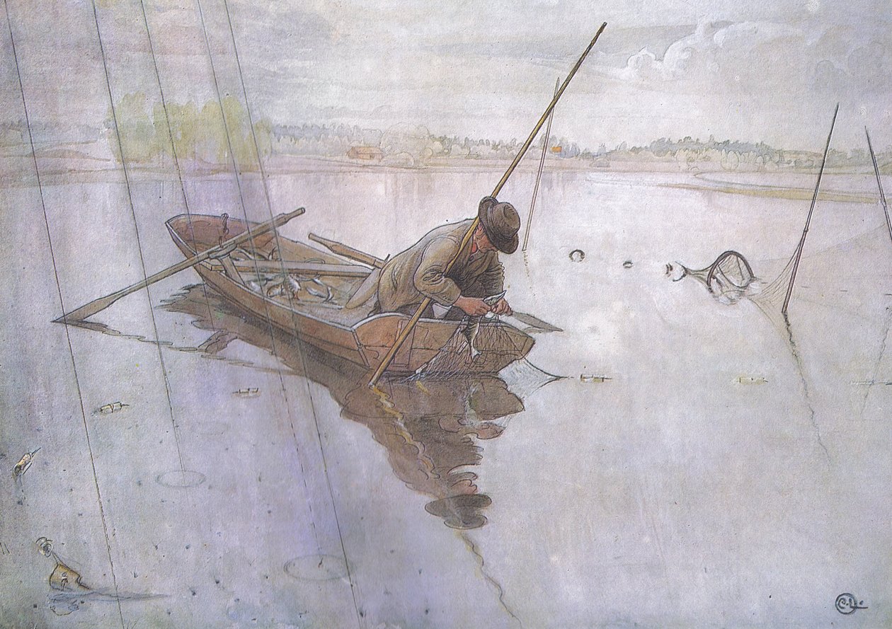 Johan attrapant un beau brochet - Carl Larsson