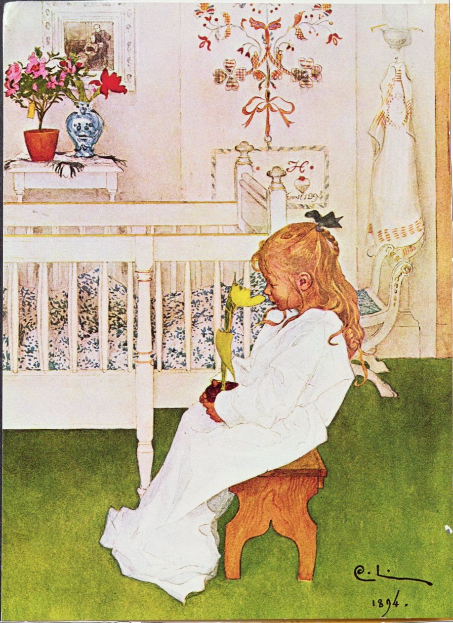 Lisbeth avec une tulipe jaune - Carl Larsson