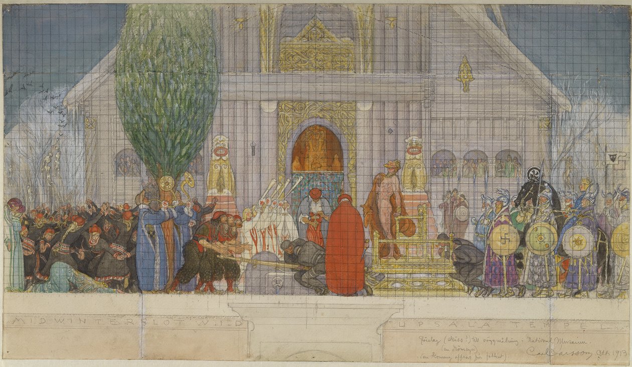 Esquisse préparatoire pour le Sacrifice de Midwinter - Carl Larsson