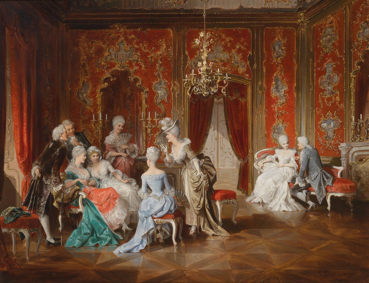 Bavardages dans le salon - Carl Schweninger jr.