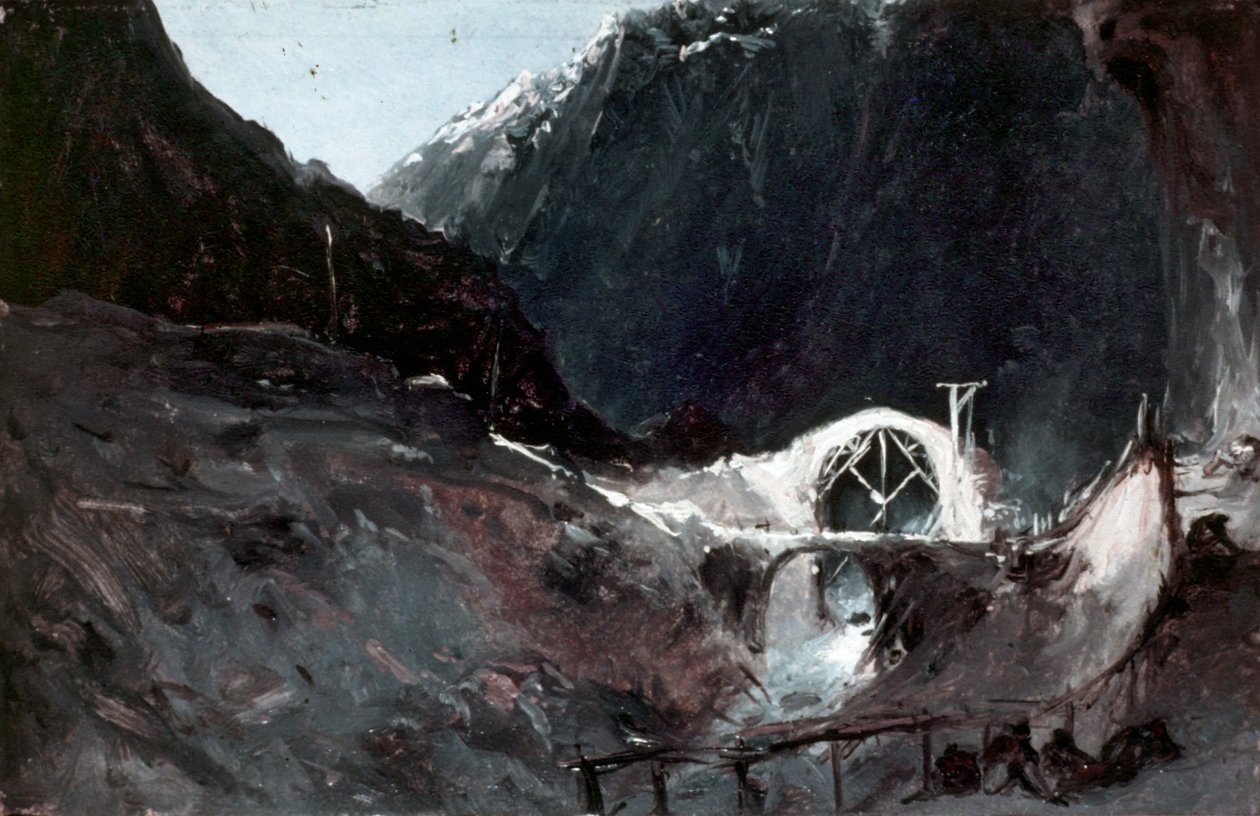 French : Construction du pont du diable Building the Devil