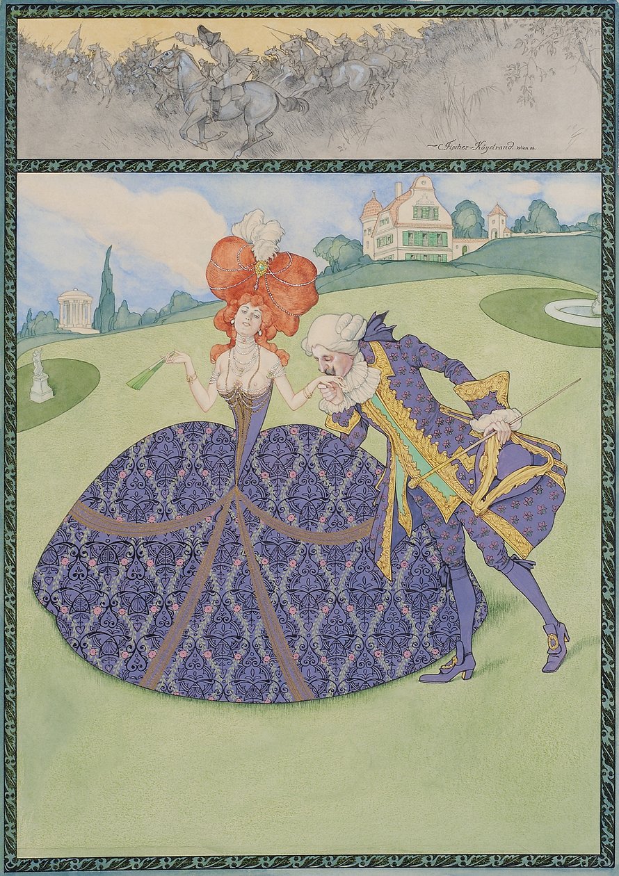 Couple élégant dans le jardin ("Servir le roi – servir les dames") - Carl Fischer Köystrand