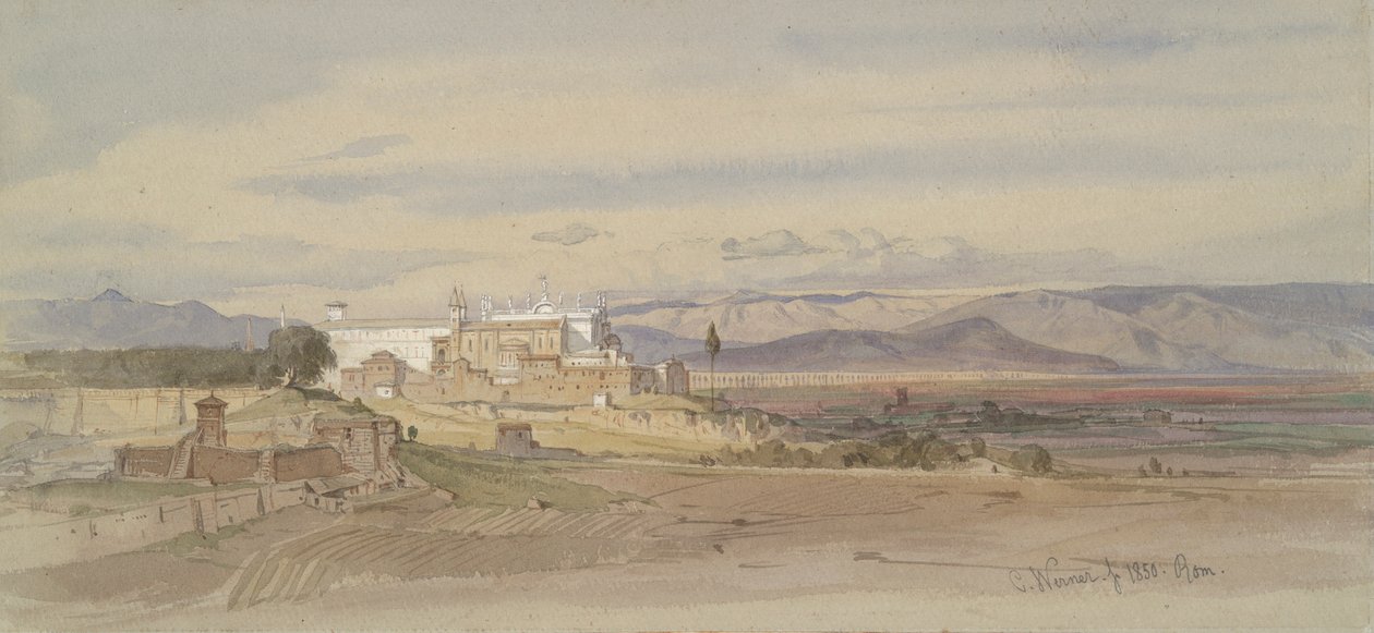 Paysage romain avec San Giovanni in Laterano - Carl Friedrich Heinrich Werner