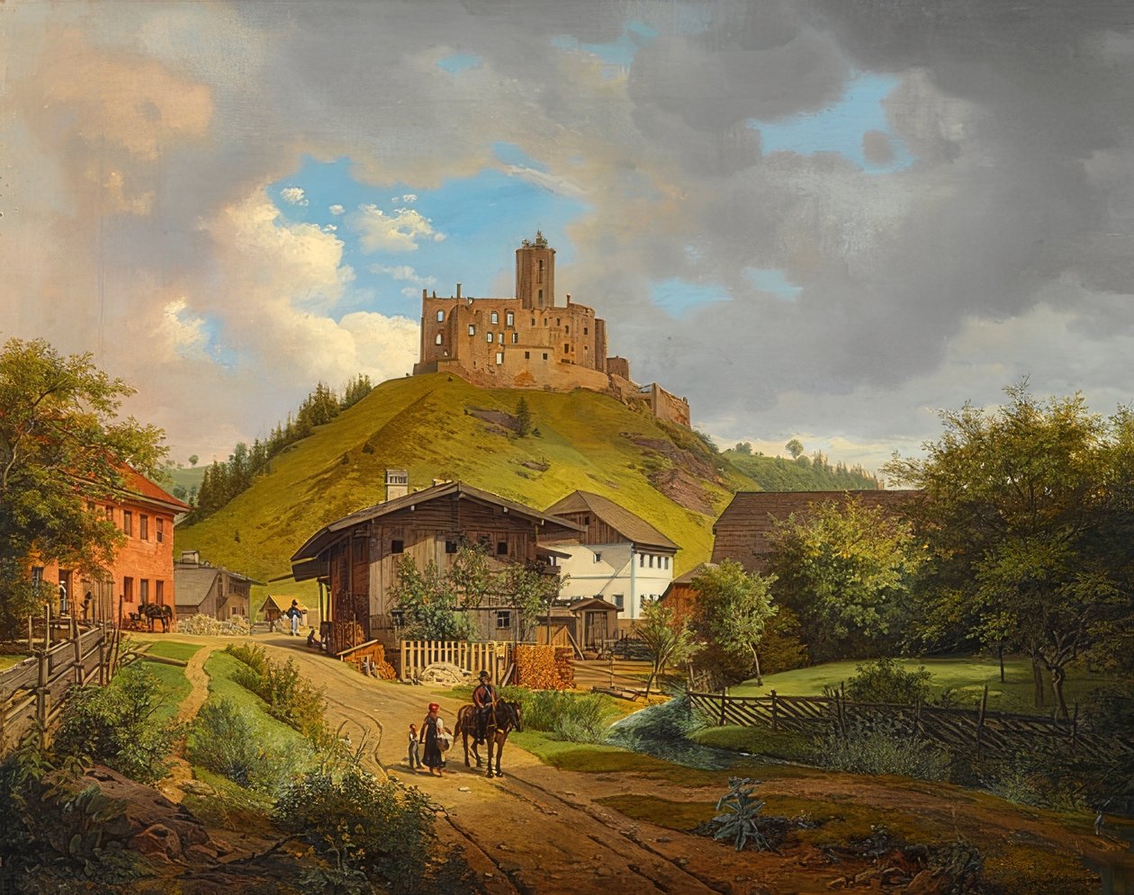 Ruines du château de Hilgartsberg et vue de Hofmark sur le Danube, 1829 - Carl Friedrich Heinzmann
