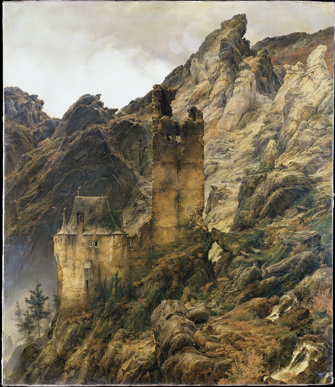 Paysage rocheux : gorge avec ruines - Carl Friedrich Lessing