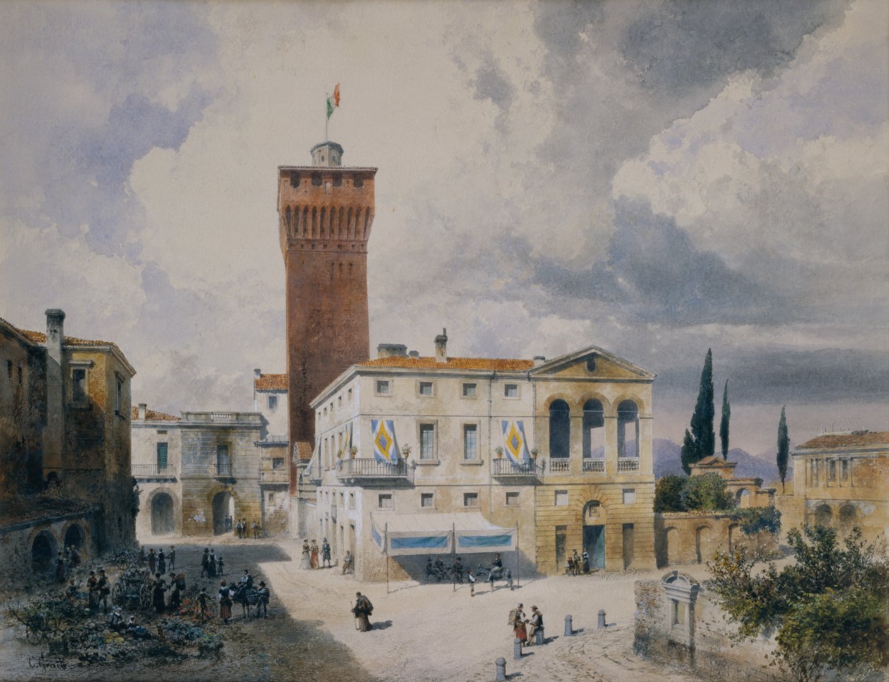 Marché à Plaisance - Carl Georg Anton Graeb