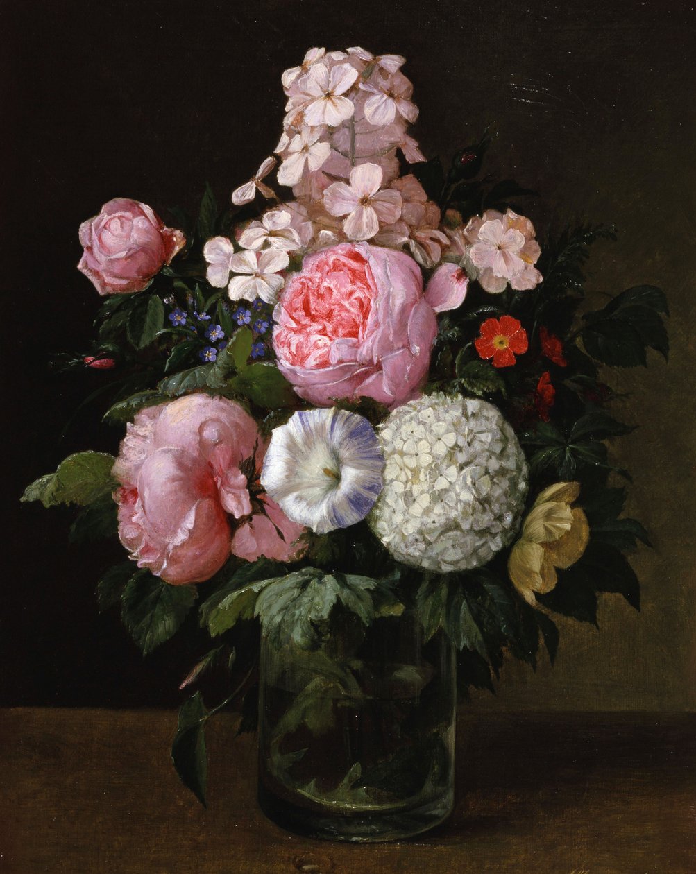 Nature morte de roses roses et hortensias. Peinture de Carl Henrik Koch Moller (1845-1920) Collection privee. - Carl Henrik Koch Moller
