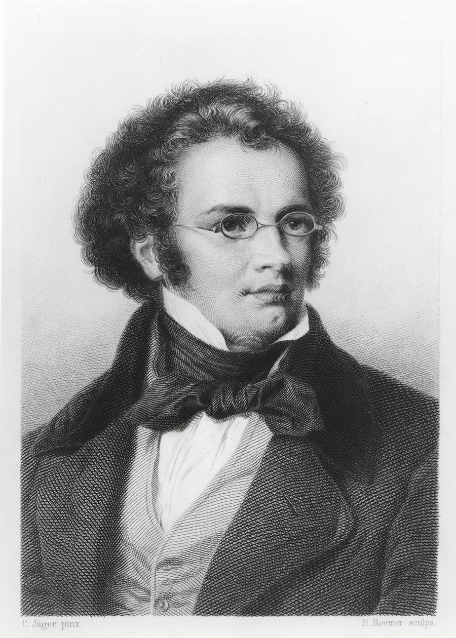 Portrait de Franz Schubert (1797-1828) gravé par H. Roemer - Carl Jaeger