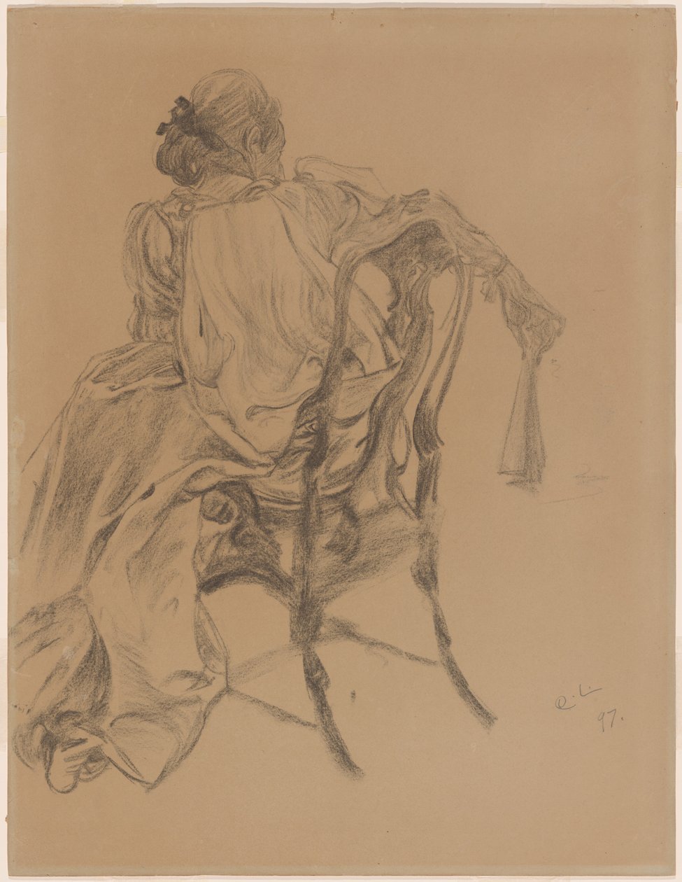Une dame élégante du XVIIIe siècle tenant un éventail - Carl Larsson