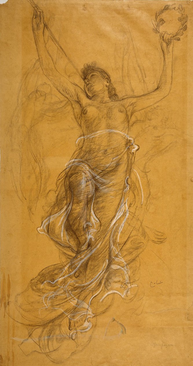 Trompetenblasende Frau. Studie für die Decke im Opernfoyer - Carl Larsson