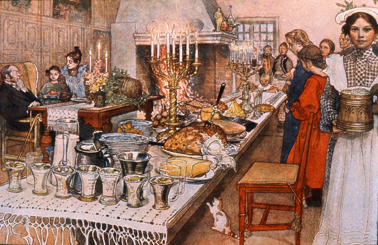 Dîner de la veille de Noël en Suède, début du 20e siècle - Carl Larsson