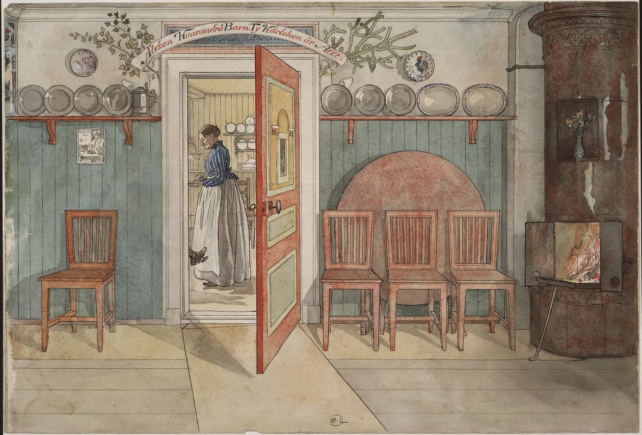 La vieille Anna. Extrait de *A Home* (26 aquarelles) - Carl Larsson