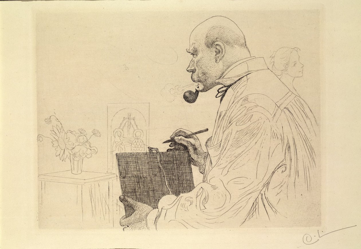 Autoportrait en graveur - Carl Larsson