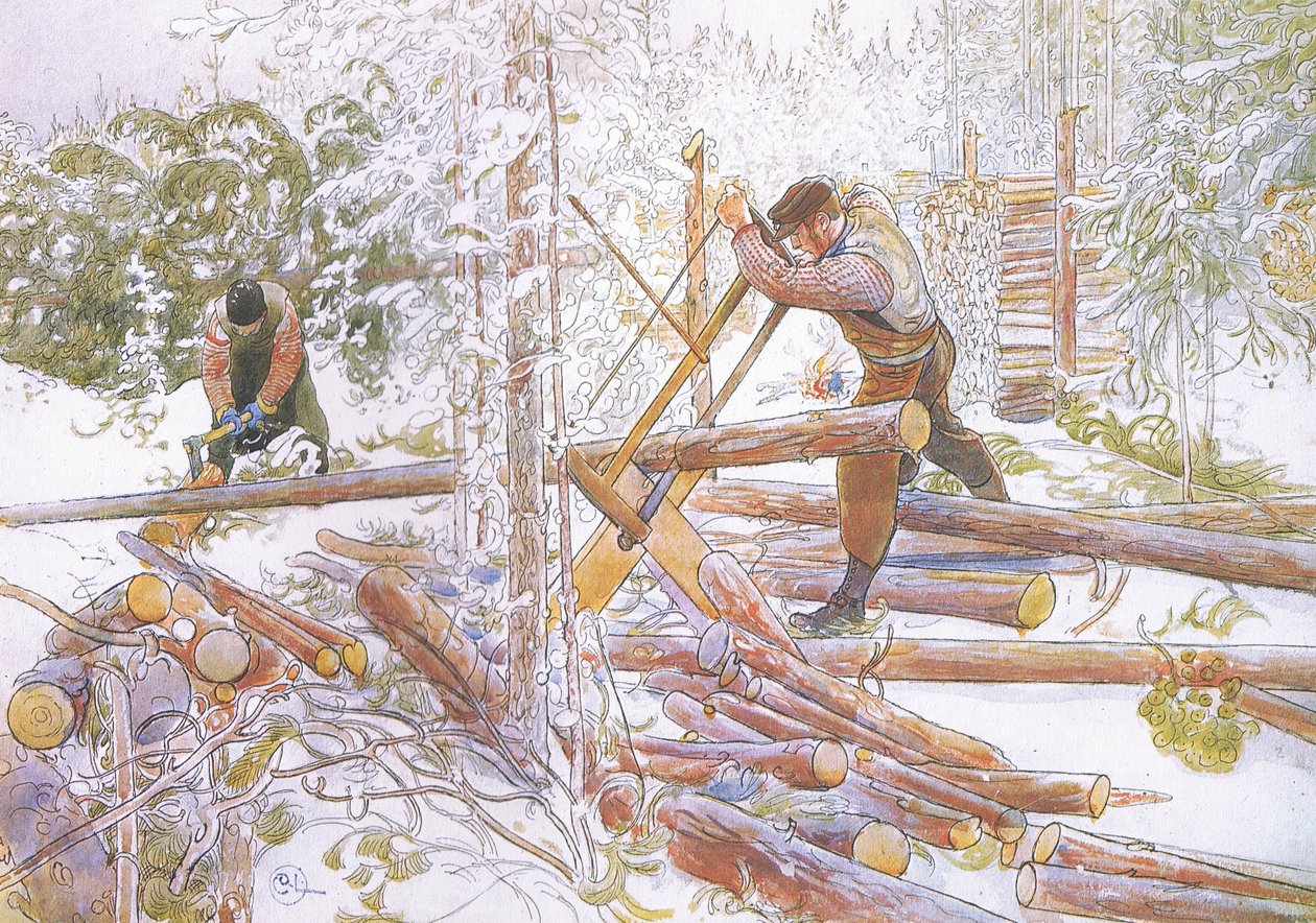 Ils étaient ensuite coupés en longueurs uniformes - Carl Larsson