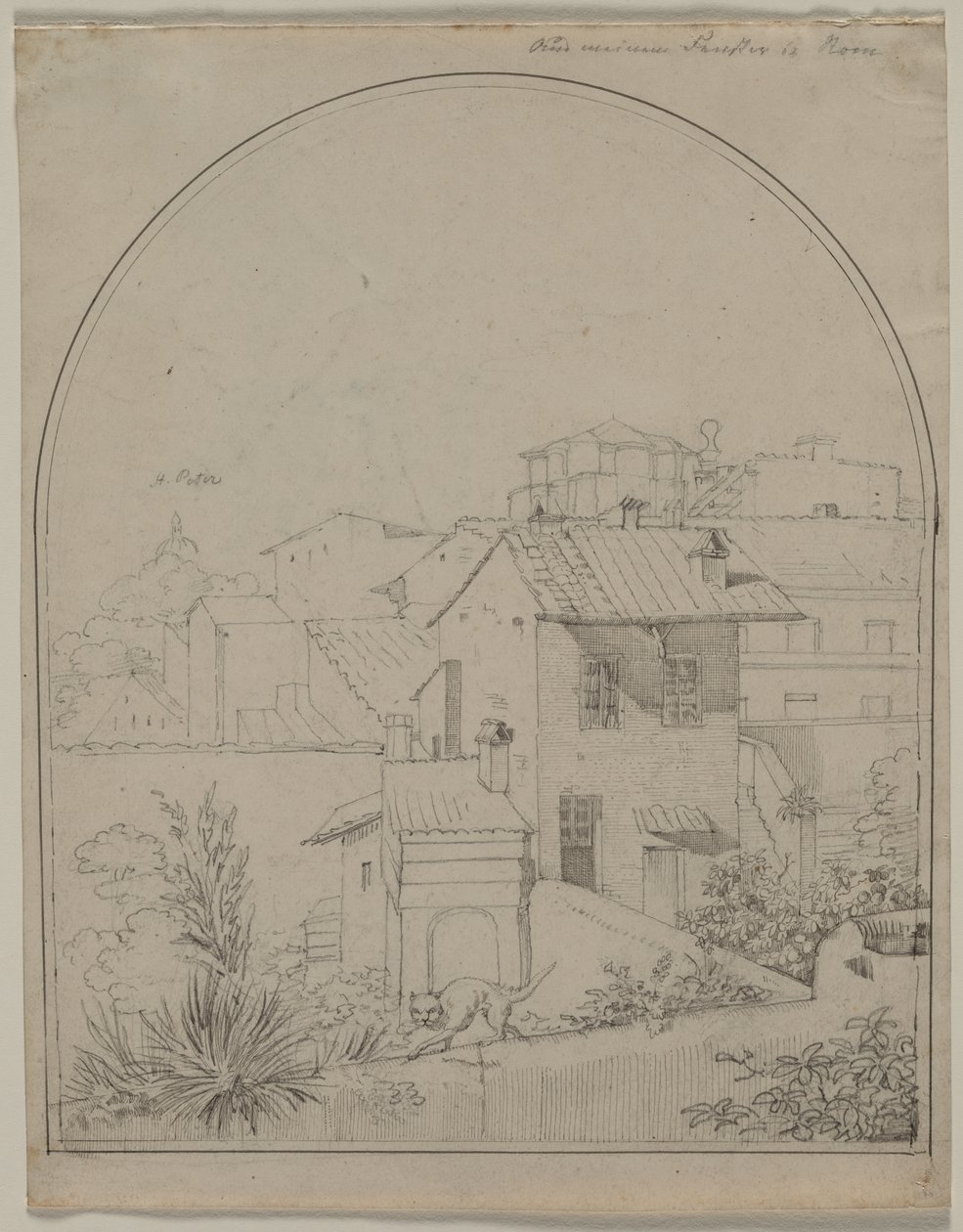 Vue de ma fenêtre à Rome (recto) - Carl Ludwig Tischbein