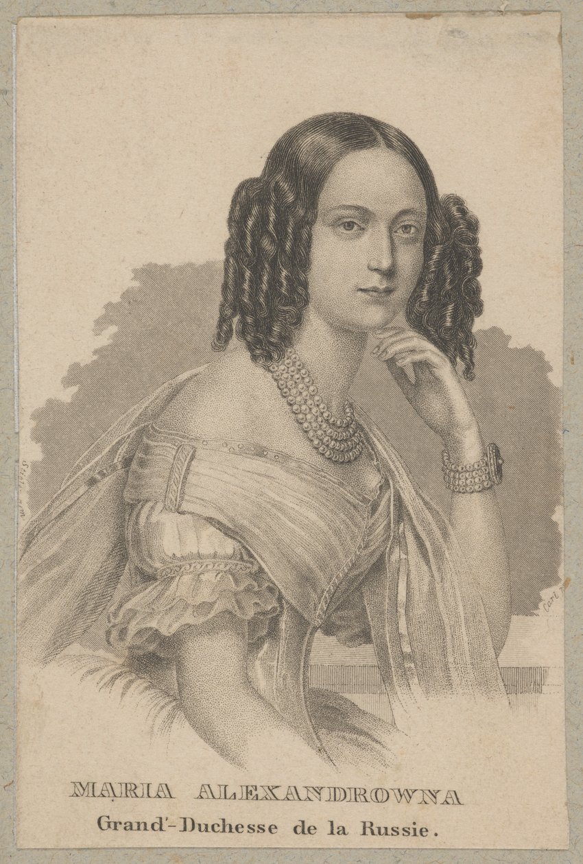 Maria Alexandrovna (née Maximiliane Wilhelmine Marie de Hesse-Darmstadt, 1824 Darmstadt - 1880 Saint-Pétersbourg) - fille cadette de Louis II de Hesse et de Wilhelmine de Bade, princesse de Hesse, impératrice de Russie en tant qu