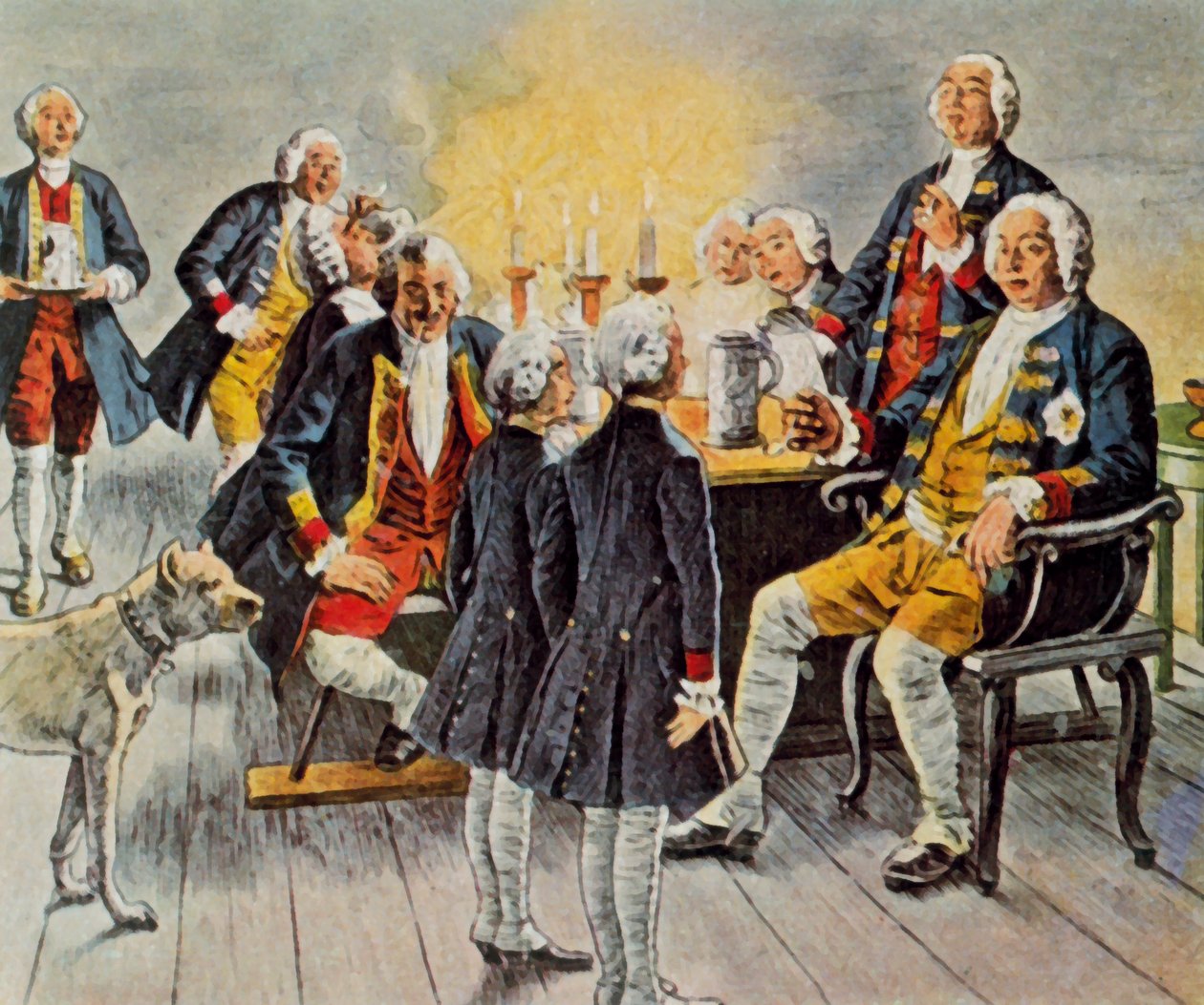 Le prince héritier Friedrich et le prince Heinrich apparaissent dans le collège du tabac pour souhaiter "bonne nuit" au père royal - Carl Rochling