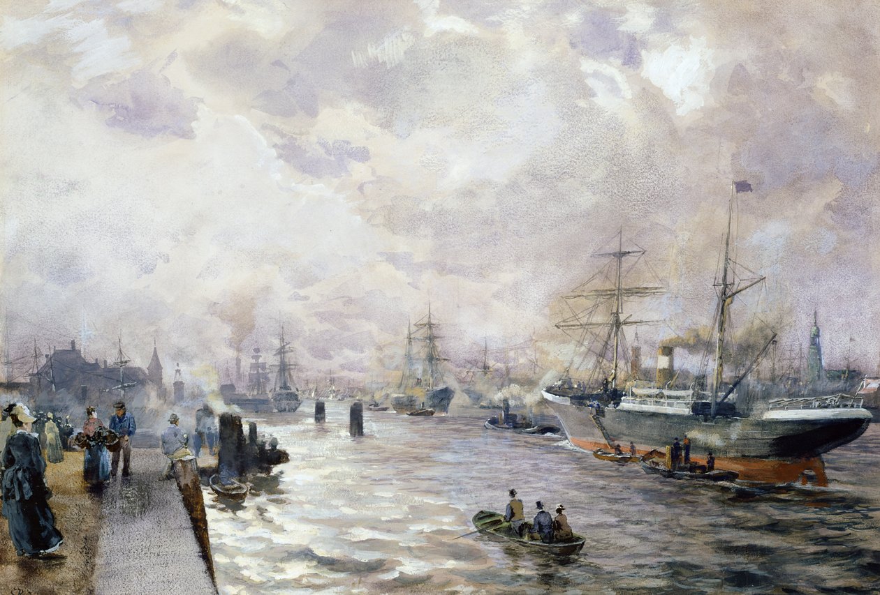 Navires à voile dans le port de Hambourg, 1889 - Carl Rodeck