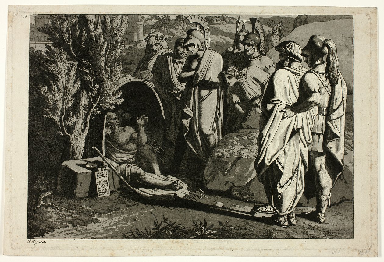 Diogène dans son tonneau avec Alexandre et ses généraux - Carl Russ