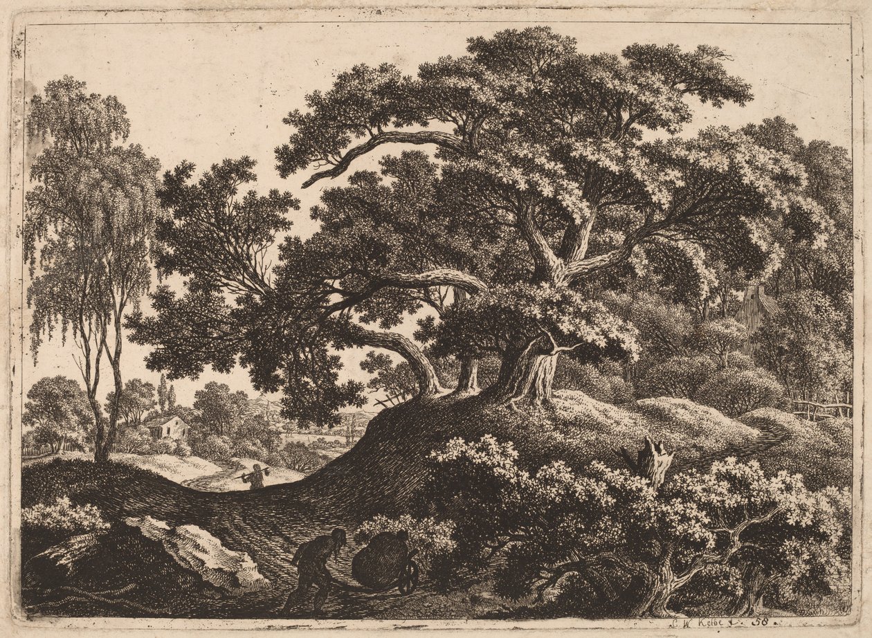 Paysage avec homme poussant une charrette - Carl Wilhelm Kolbe