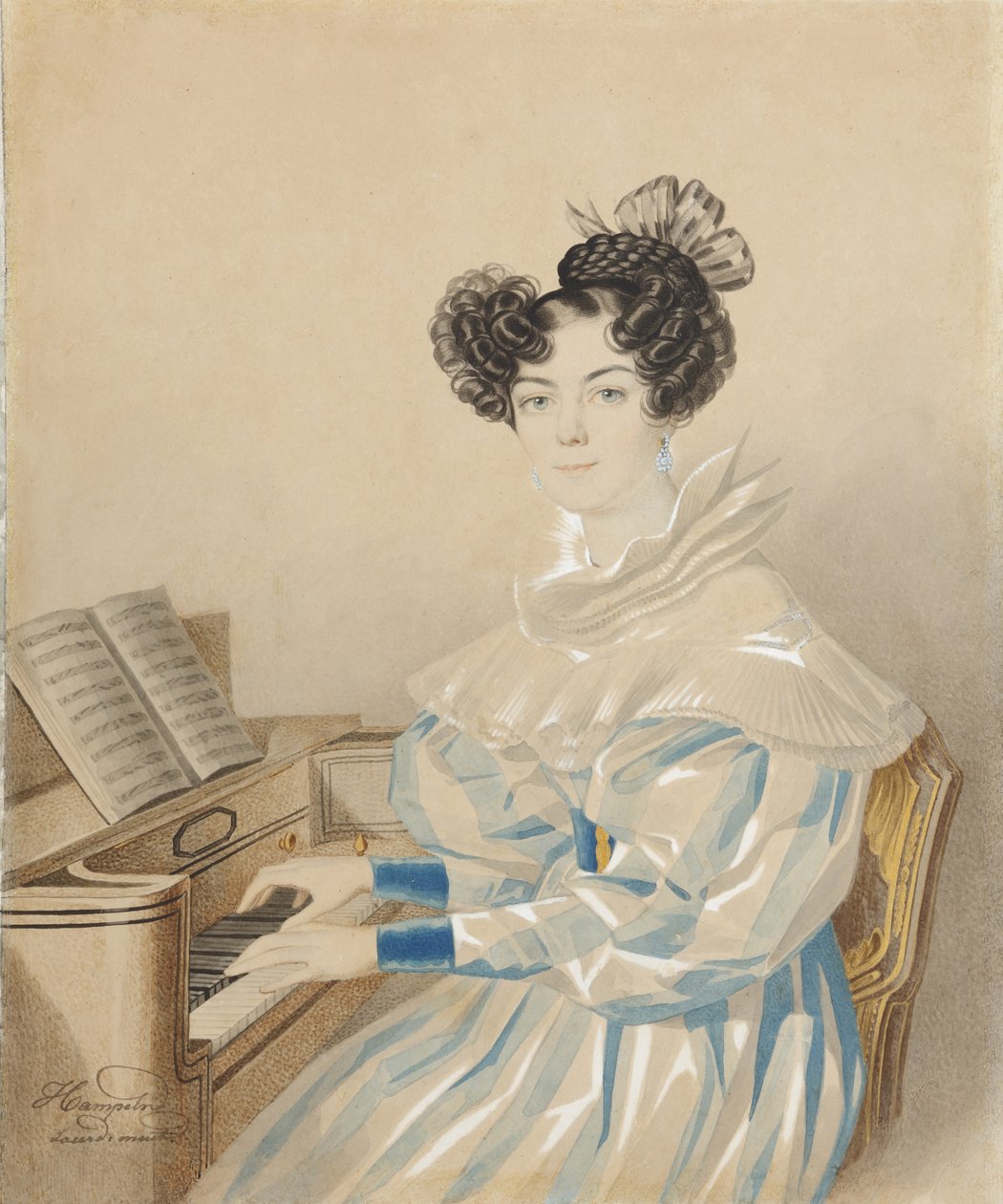 Portrait de Tatiana Petrovna Lvova 1789-1848, née Poltoratskaya, 1820s - Carl von Hampeln