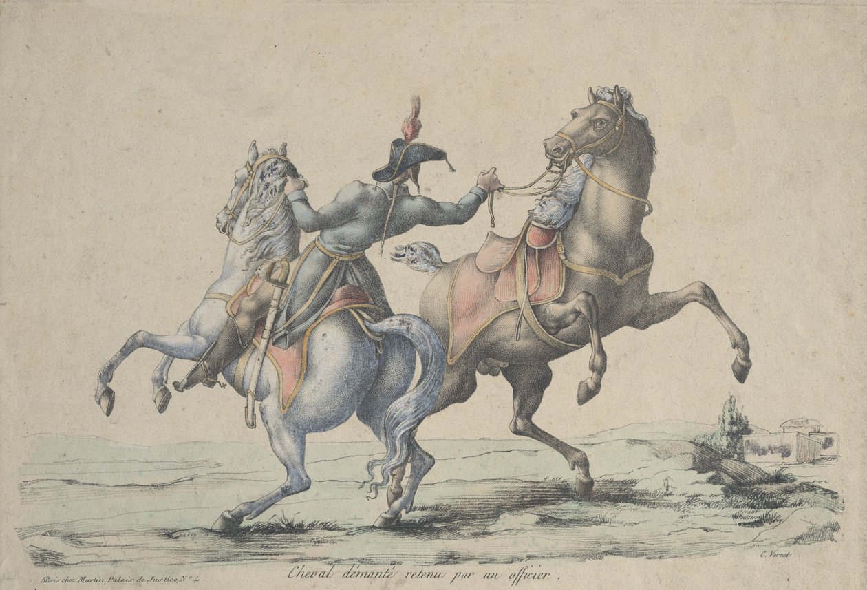 Un cheval démonté retenu par un officier - Carle Vernet