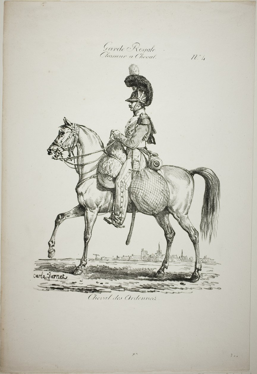Garde Royale, Infanterie Légère Montée Normande et Cheval, No. 4 - Carle Vernet