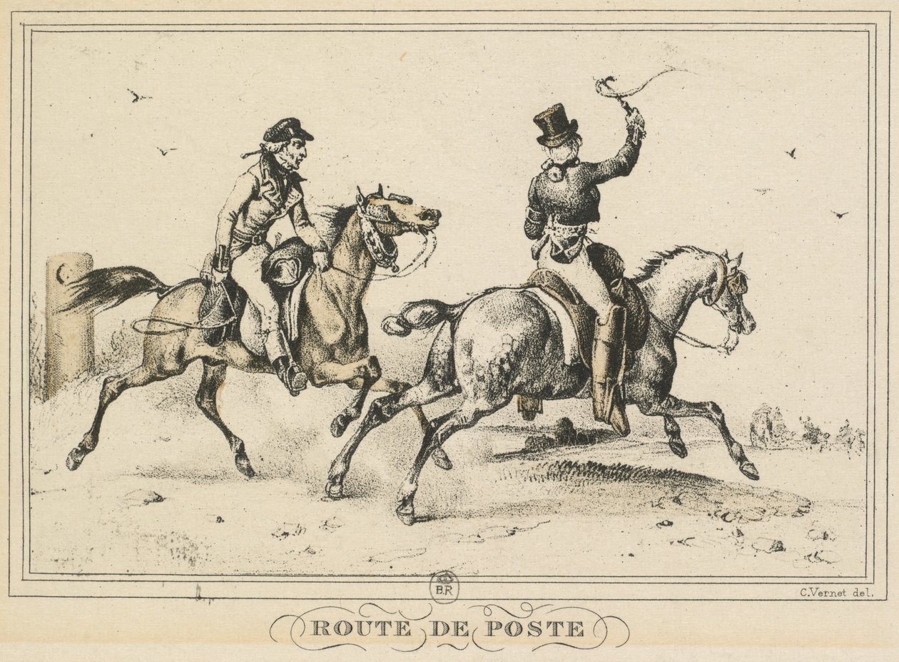 Scènes de la vie quotidienne, Route et Chemins: Route de Poste - Carle Vernet