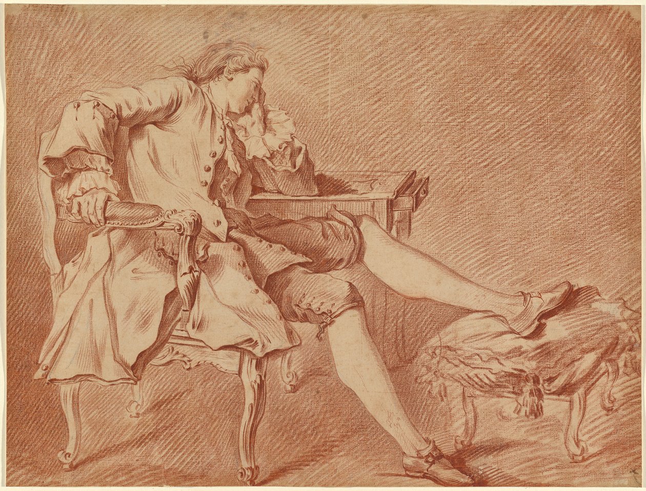 Gentleman se prélassant dans un fauteuil - Carle van Loo