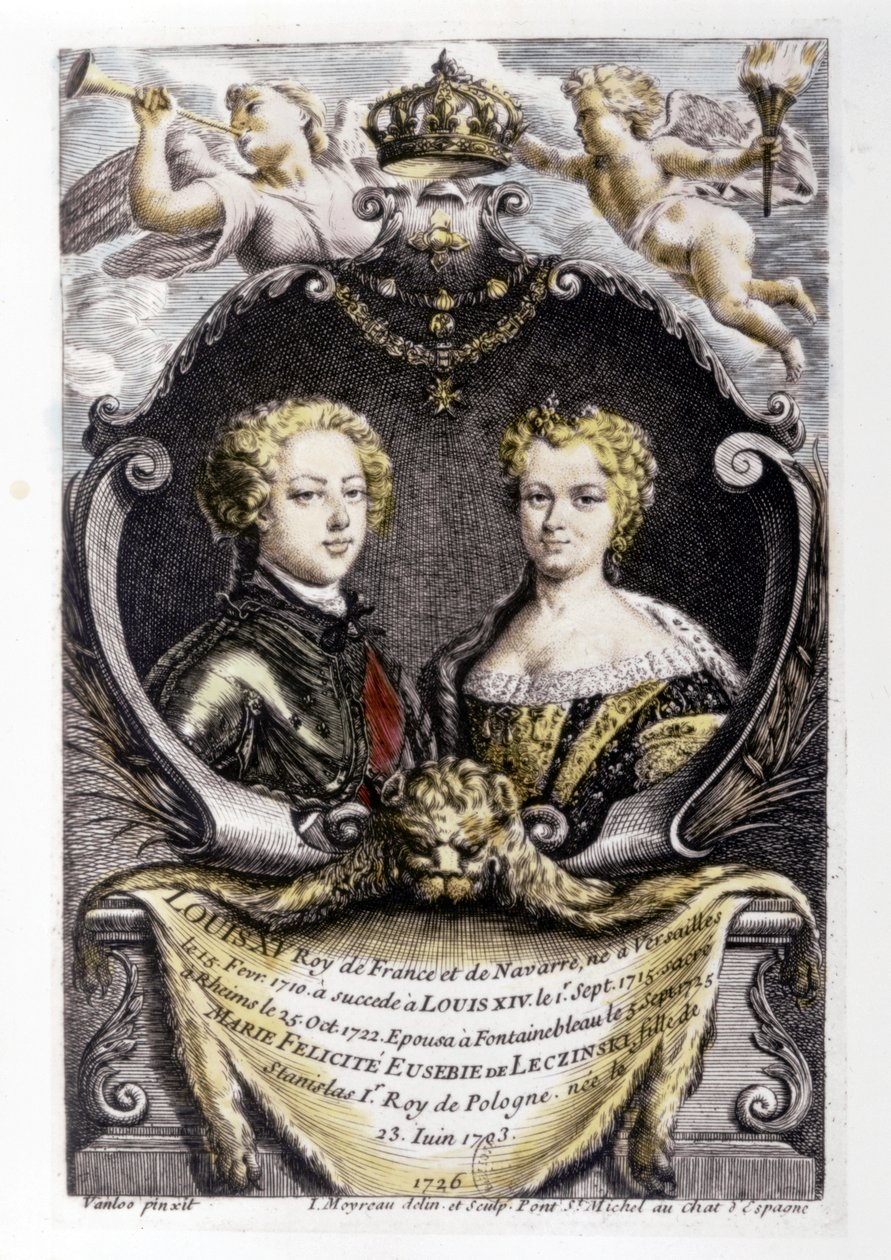 LOUIS XV et MARIE LECZINSKA: Louis XV (15 ans) et Marie Leczinska (22 ans) - Carle van Loo