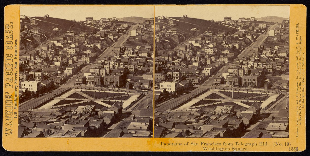 Panorama de San Francisco depuis Telegraph Hill, Washington Square - Carleton E. Watkins