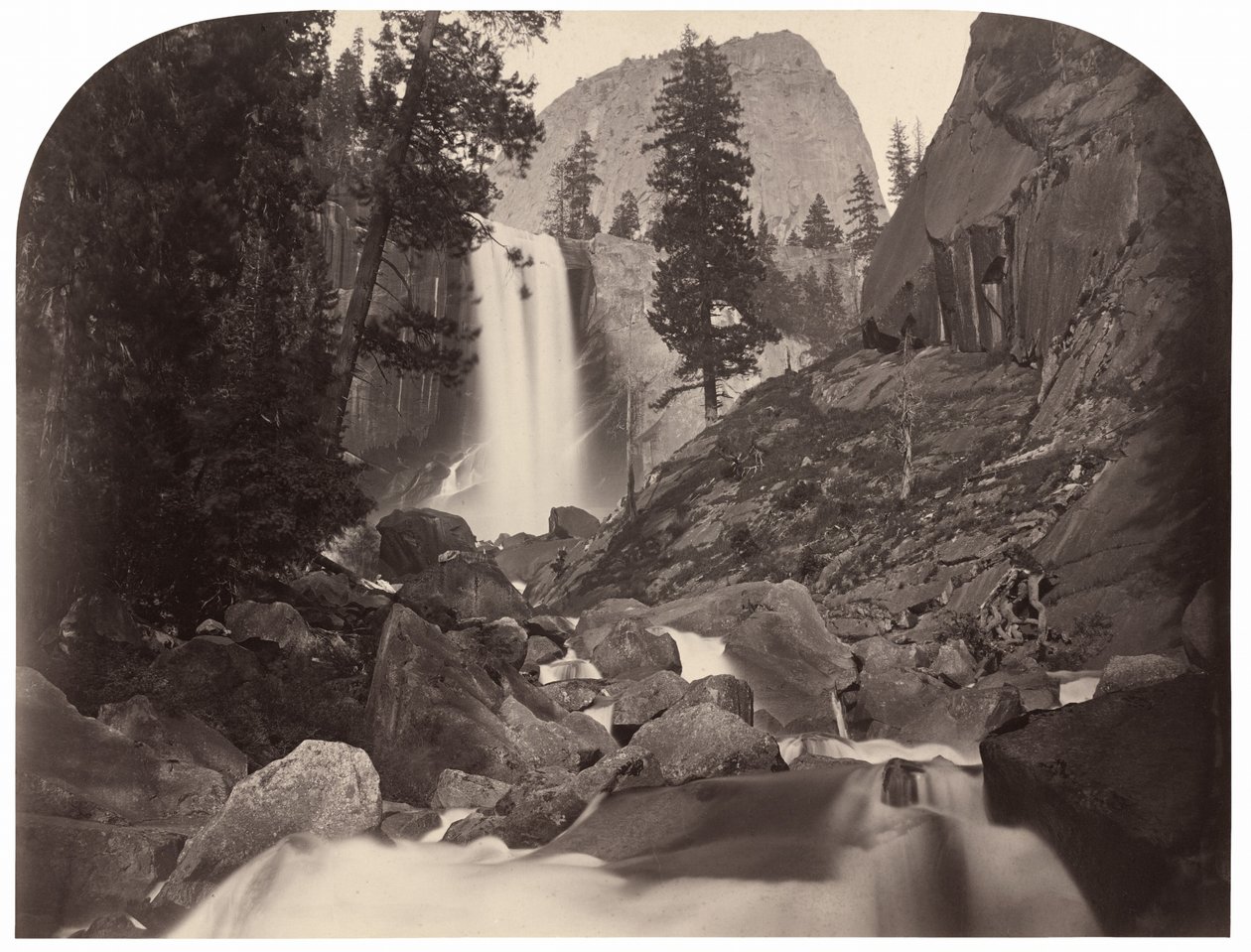 Piwyac, Vernal Fall, 300 feet, Yosemite, 1861 (photo) - Carleton Emmons Watkins