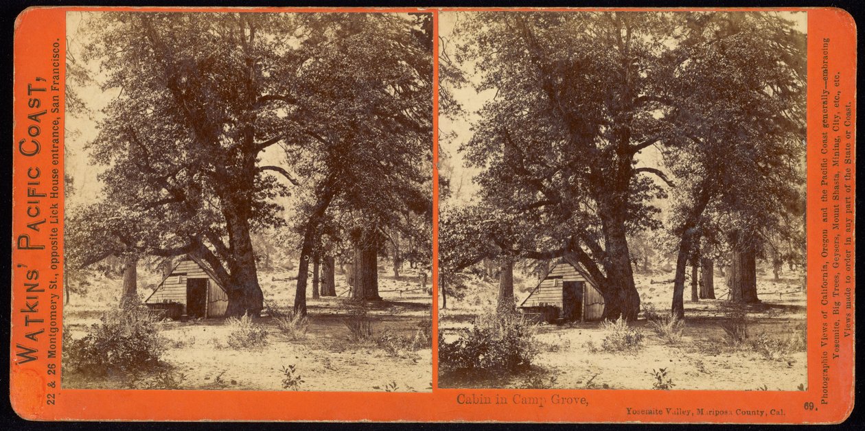 Cabane dans le Camp Grove, vallée de Yosemite, comté de Mariposa, Californie - Carleton Watkins
