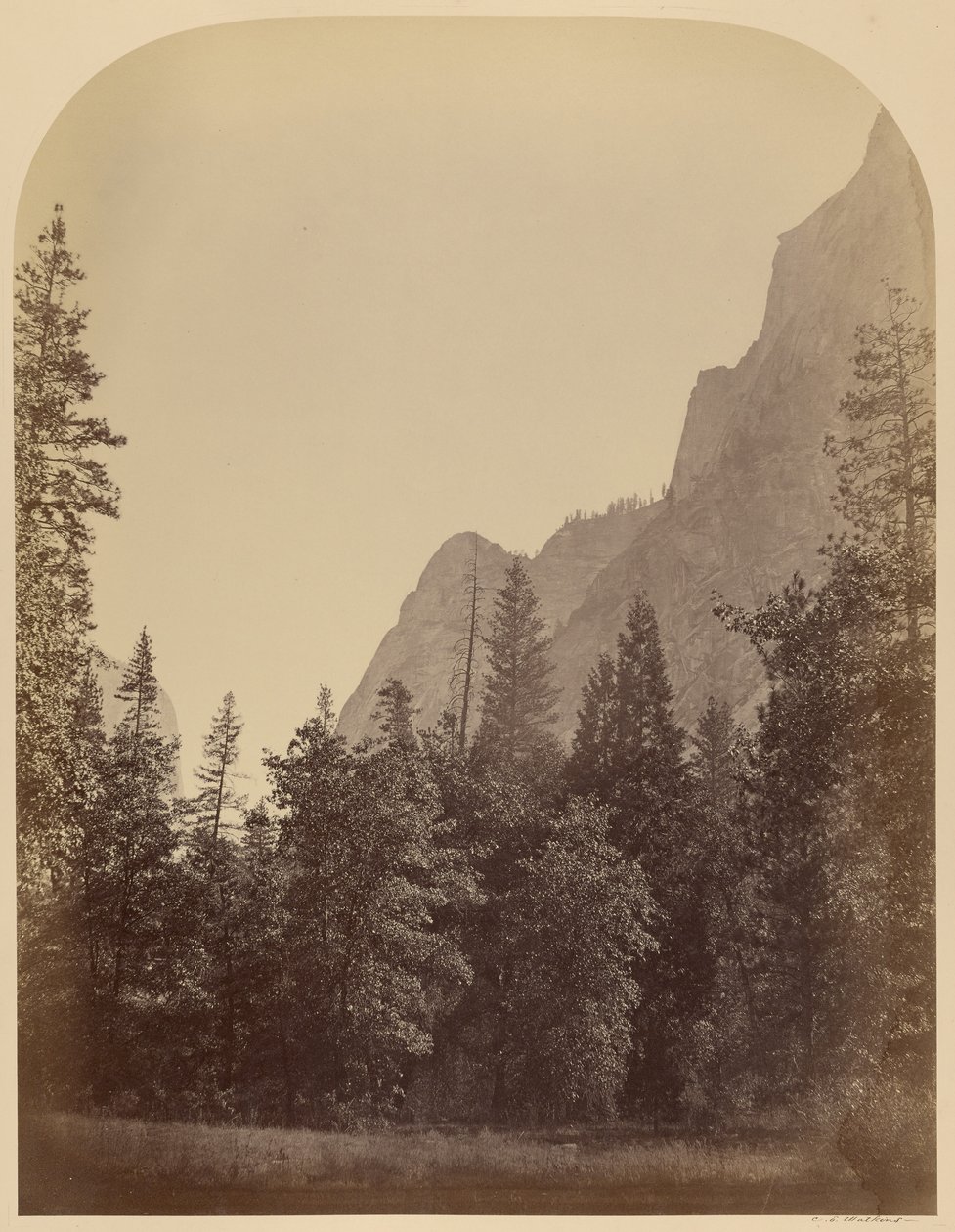 Vue de profil du Half Dome - 4967 pieds, Yo Semite - Carleton Watkins