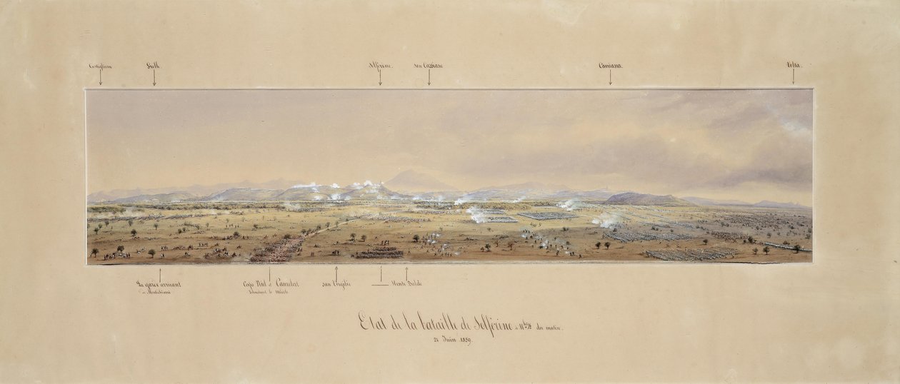 Situation de la bataille de Solferino et San Martino à 11h30 du matin, vue depuis le clocher de l
