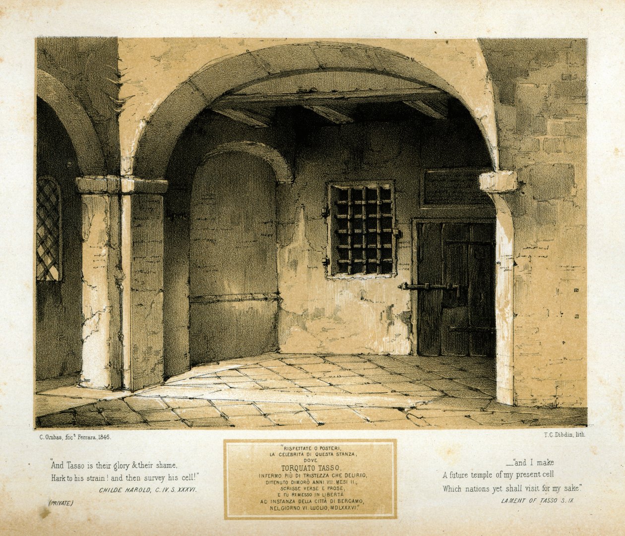 Mémorial à Torquato Tasso, gravé par T.C. Dibdin d
