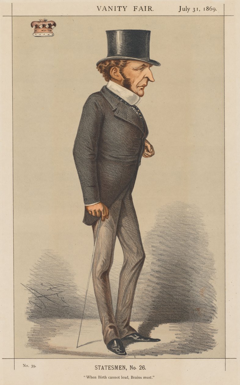 Vanity Fair: Statesman No. 26 Quand la naissance ne peut pas mener, le cerveau doit., 1869 - Carlo