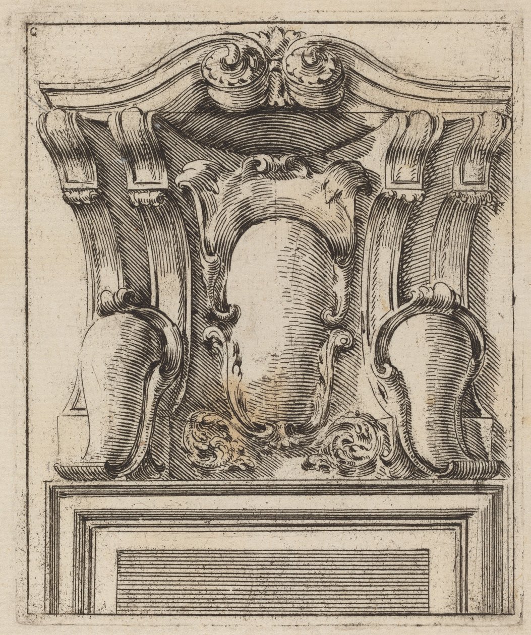 Motif architectural avec trois boucliers - Carlo Antonio Buffagnotti