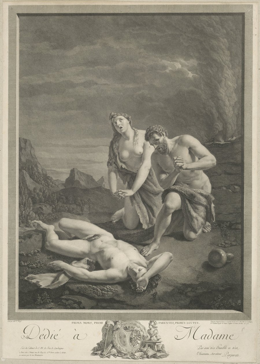 Adam et Ève près du corps d